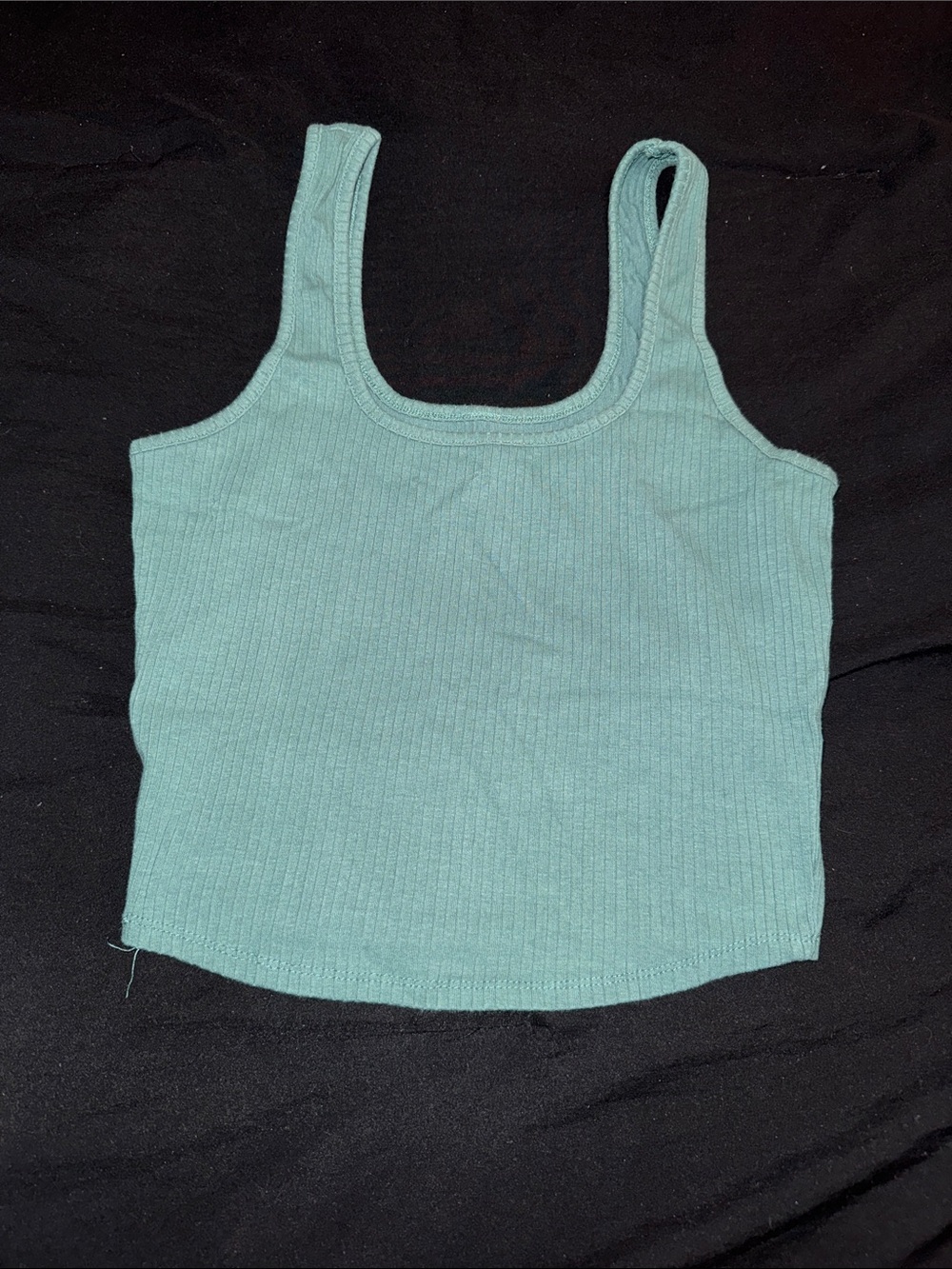 PacSun Ribbed Square-Neck Tank Top - Teal